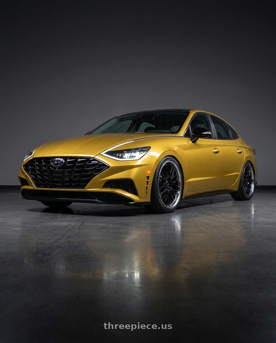 2021 Hyundai sonata sel plus with Petrol P4C 5X114.3 19X8 +40 GLOSS BLACK W/ MACHINED CUT LIP wheels