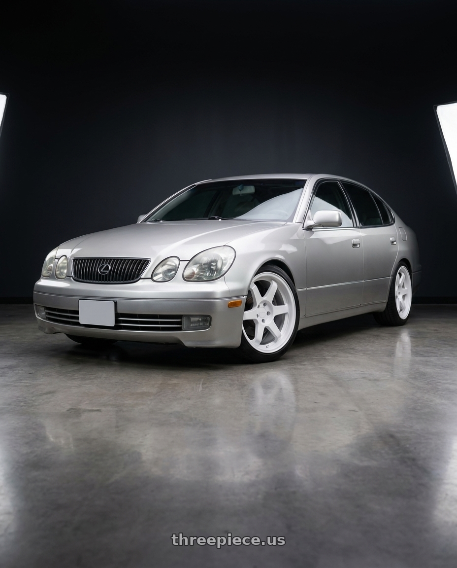 2002 lexus gs430 with 9six9 SIX-1 5x114.3 18X10 +35 Competition White wheels