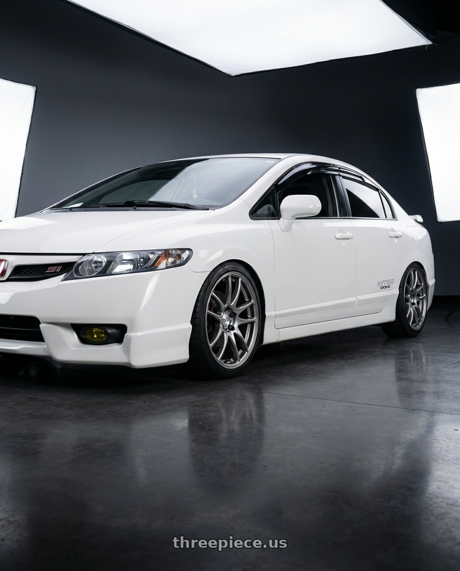 2008 Honda Civic SI with Work Emotion Cr Kiwami 4x100 17x7 +47 Gt Silver wheels