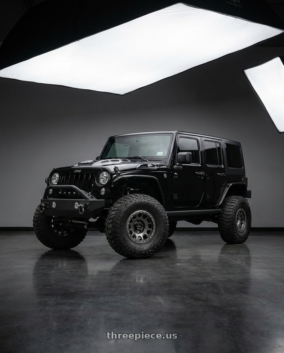 2018 Jeep Wrangler Sport with KMC KM722 TECHNIC 5X127 17X8.5 +0 ANTHRACITE wheels