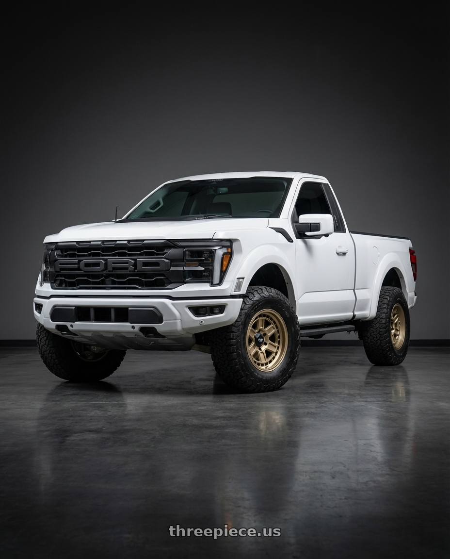 2026 Ford F150 with Dirty Life Cage 9308 6x135 17x8.5-6 Matte Gold wheels