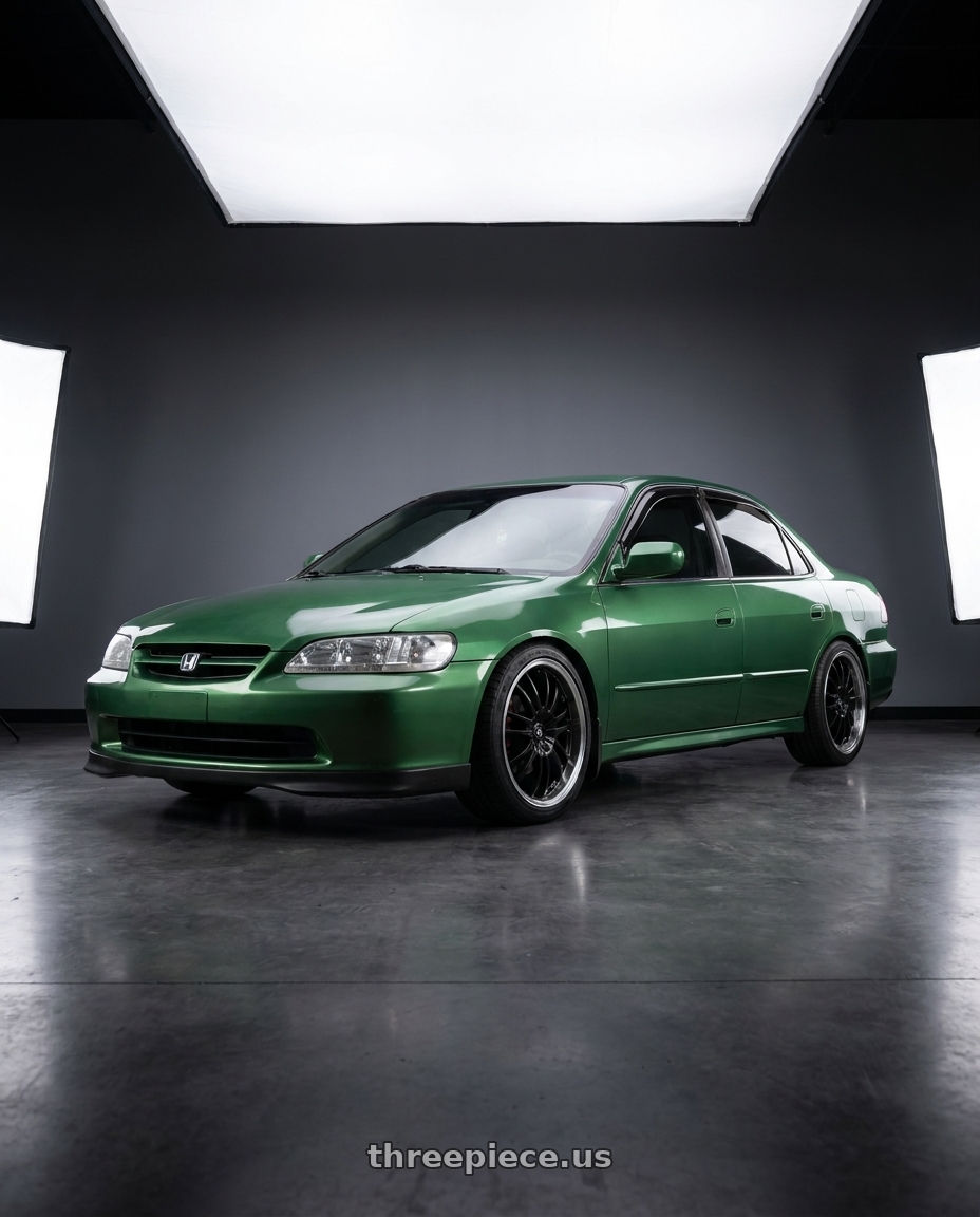 2002 Honda Accord EX V6 with Helo HE845 5X114.3 18X8 +42 GLOSS BLACK MACHINED wheels