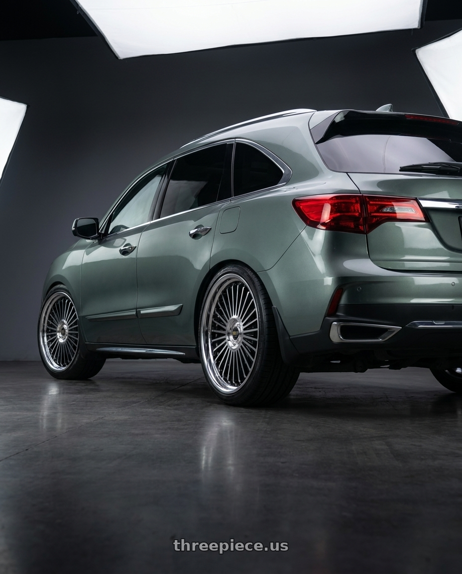 2014 Acura Mdx with Work Emitz Black Polish 5x114.3 19x9.0 +45 wheels rear three quarter view square tires