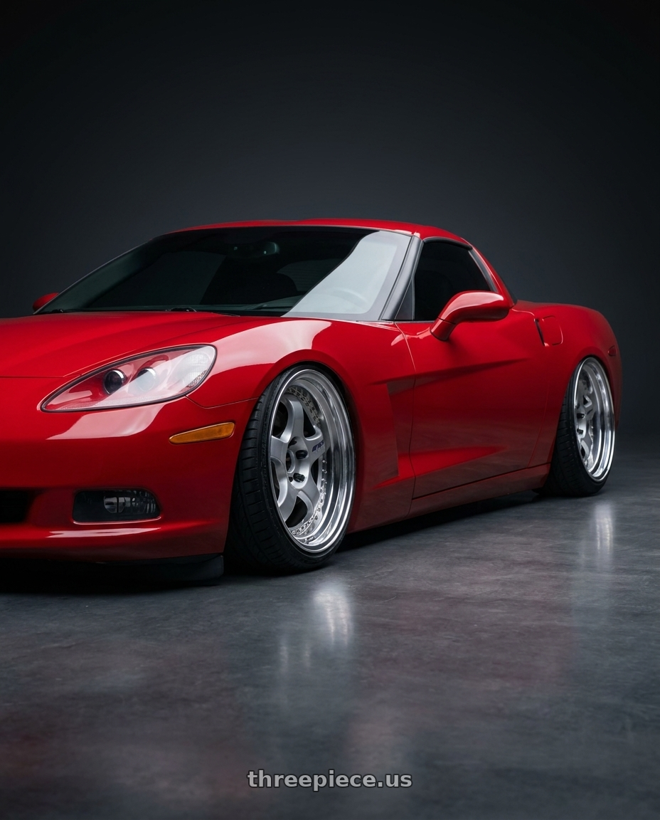 2005 Chevy corvette with Work Meister S1 3P 5x120.65 18x10+56 O Disk Silver wheels