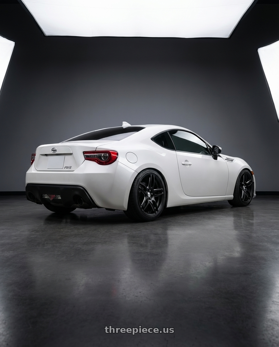 2016 Scion FR-S with Niche 1PC M106 NR6 5X100/5X114.3 17X7.5 +45 MATTE BLACK MILLED wheels rear three quarter view square tires