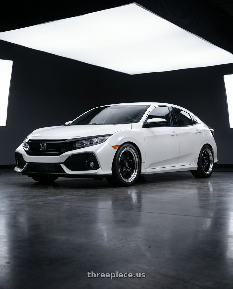 2019 Honda Civic with Forgestar D5 Drag 5x114.3 18x10 +22 Gloss Black Machined wheels