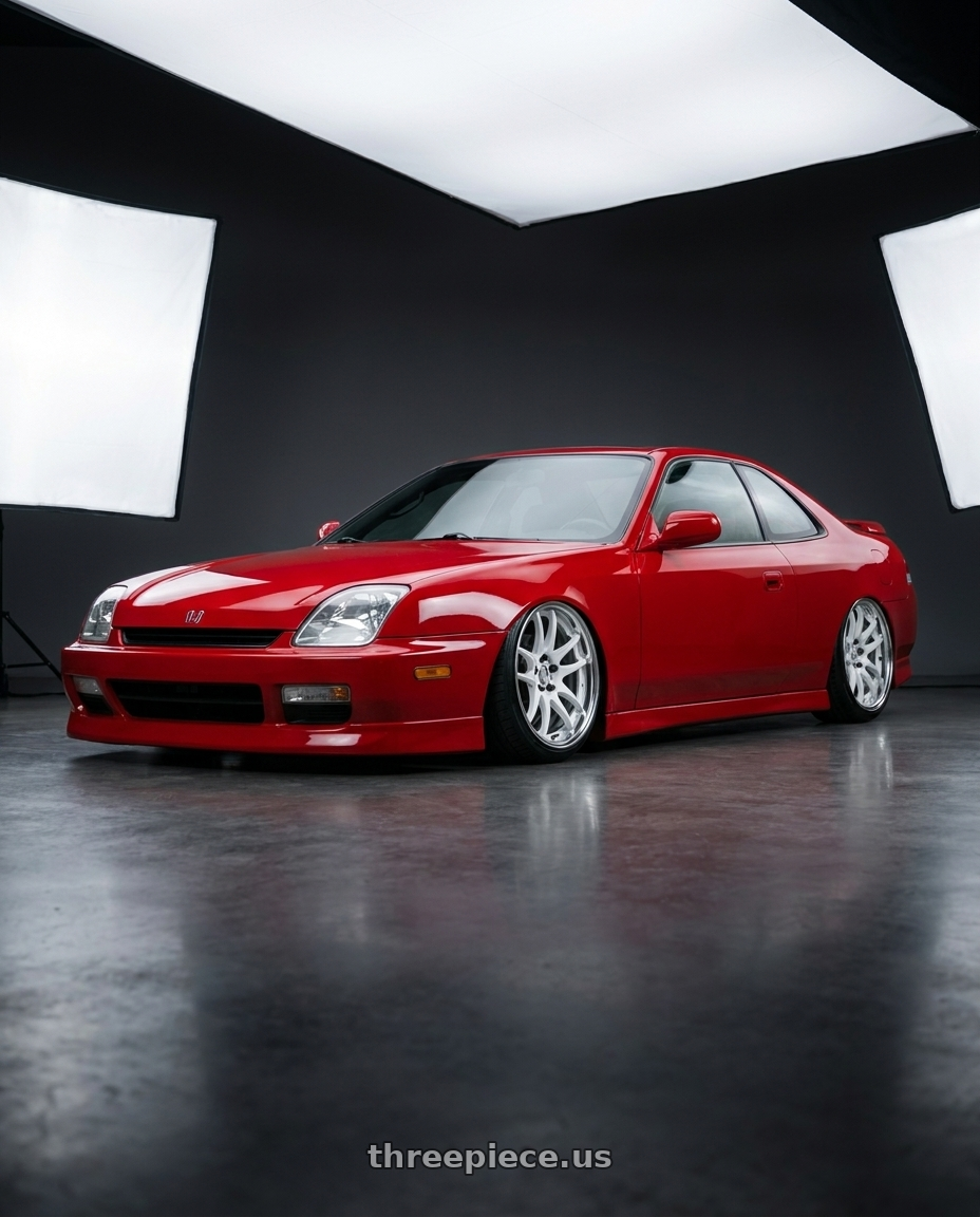 2001 Honda prelude with Work Cr 2P 4x100 17x10.0 +0 Gloss White wheels