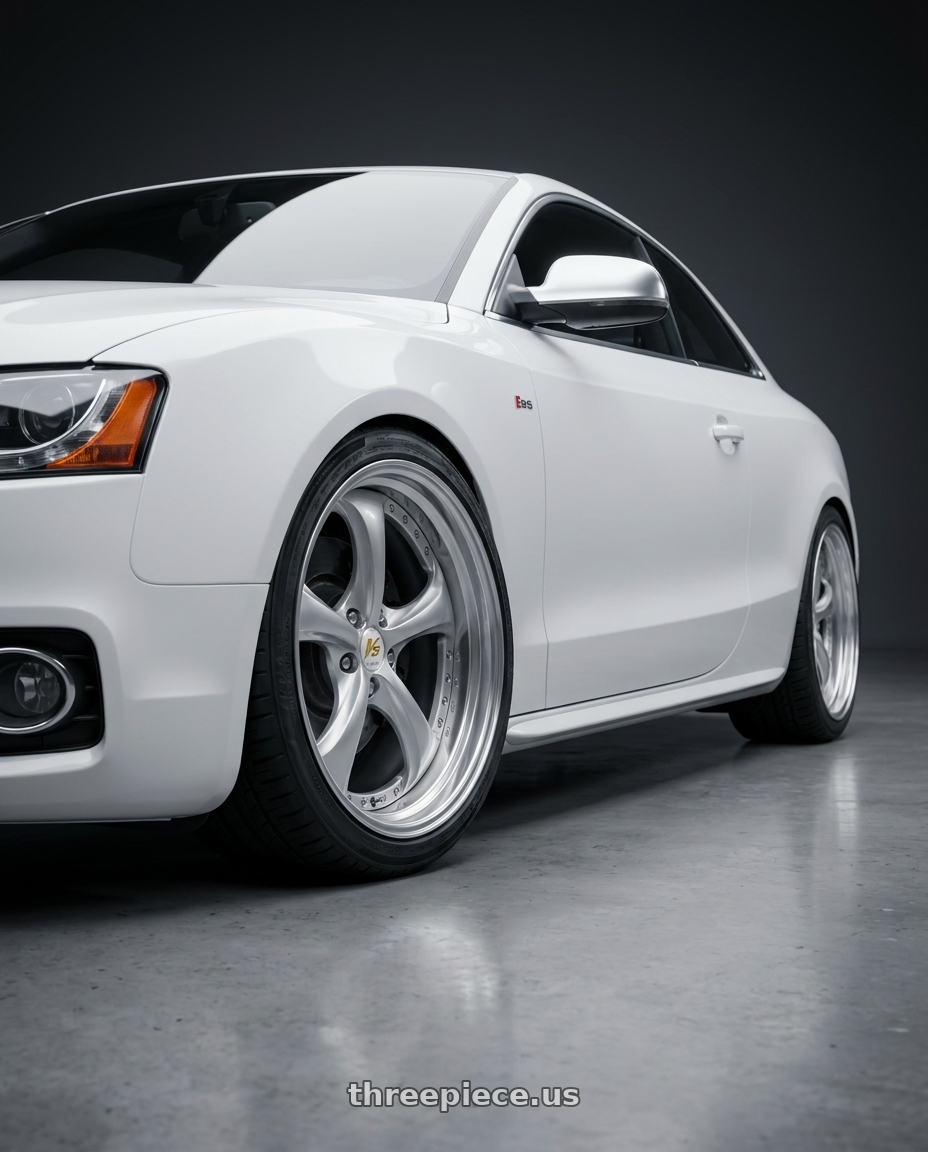 2010 audi s5 with Work Wheels VS-KF 5x112 19x8+28 Light Grey Silver A Disk STEP RIM wheels