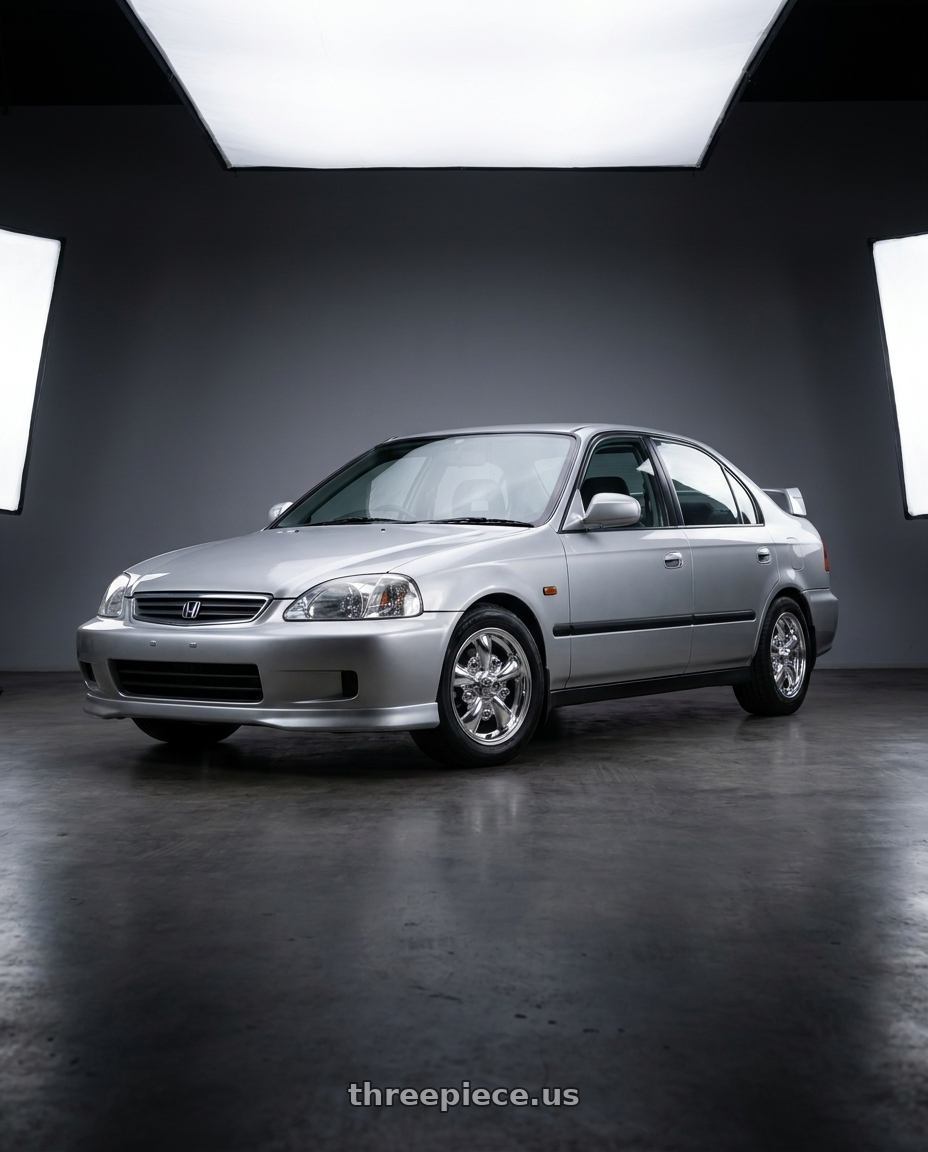 1999 honda civic with Mobelwagen MW720P Das Jager 5X205 15x5.5 14 Polished wheels