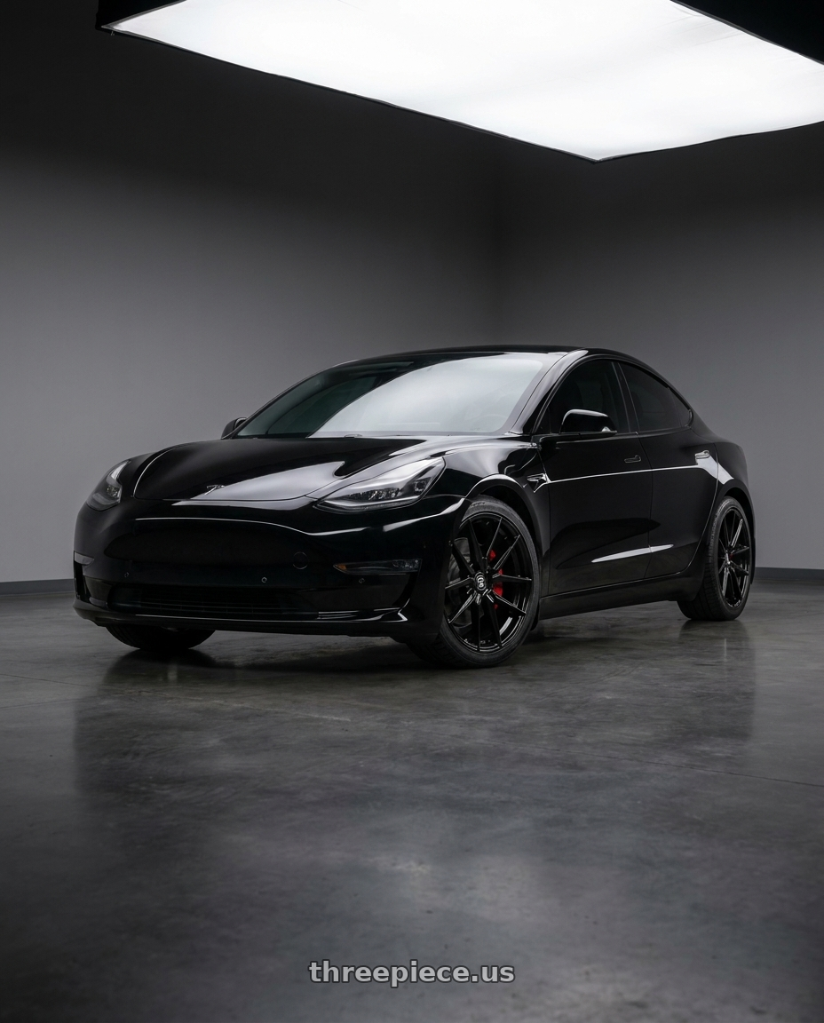 2019 Tesla Model 3 Performance with TOUREN TR94 3294 5x114.3 19x8.5 +35 GLOSS BLACK wheels