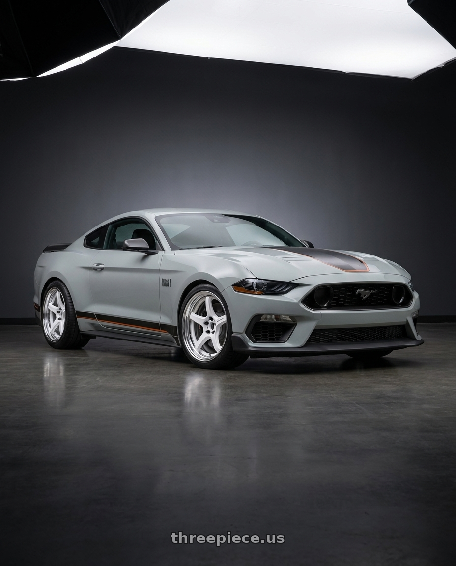 2021 Ford Mustang Mach 1 with Work T5R 2P 5x114.3 19x11.0 +45 WHITE wheels