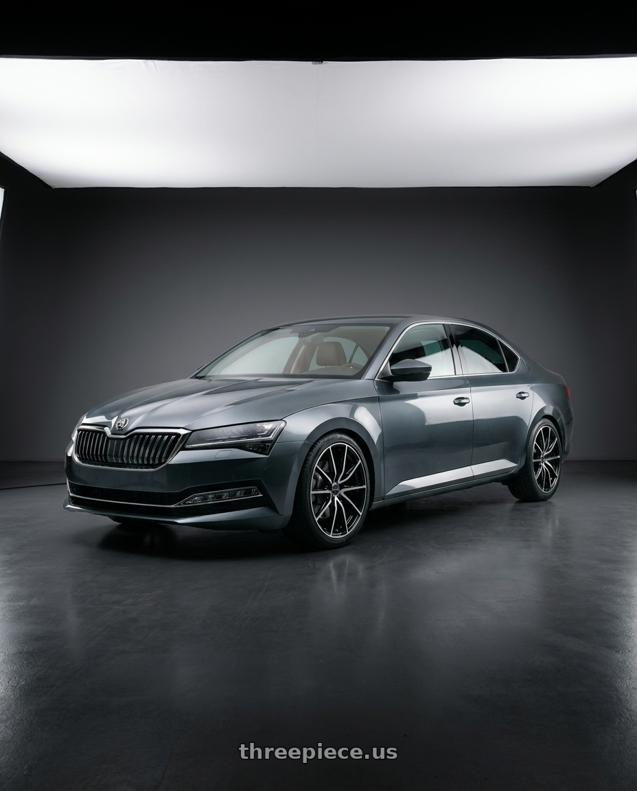2023 Skoda Superb with Enkei DRACO 5x100 18x8+45 Black Machined wheels