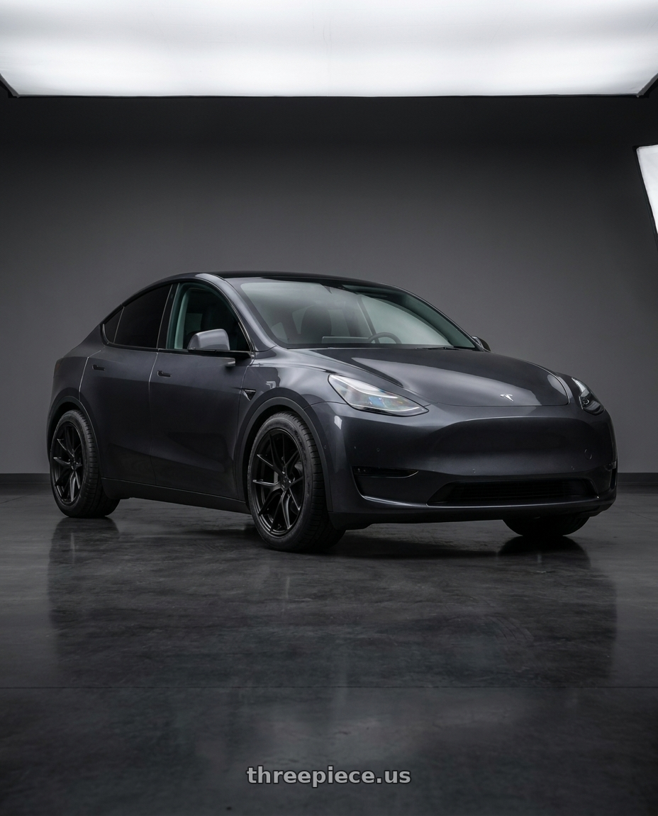 2024 tesla model y performance  with Aodhan AFF7 5x114.3 18x9.5+35 Matte Black wheels