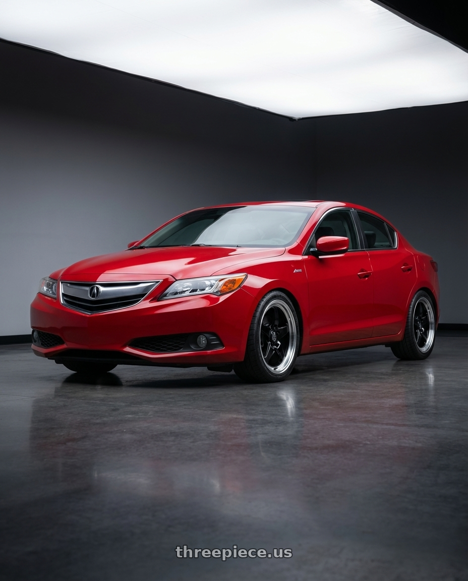 2012 Acura ILX with Forgestar D5 Drag 5x114.3 17x5 -21 Gloss Black Machined wheels