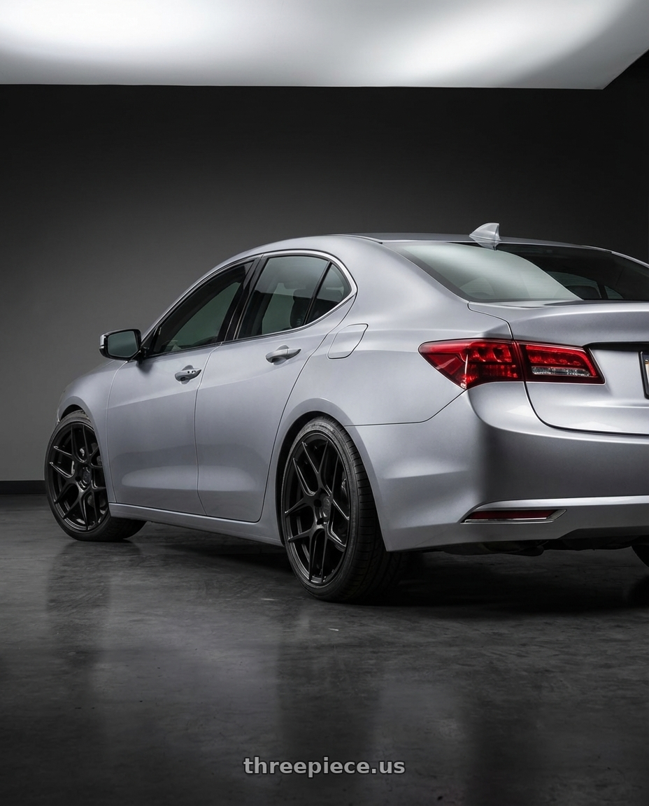 2019 Acura TLX with Aodhan AFF2 5x114.3 19x9.5+35 Matte Black wheels rear three quarter view square tires