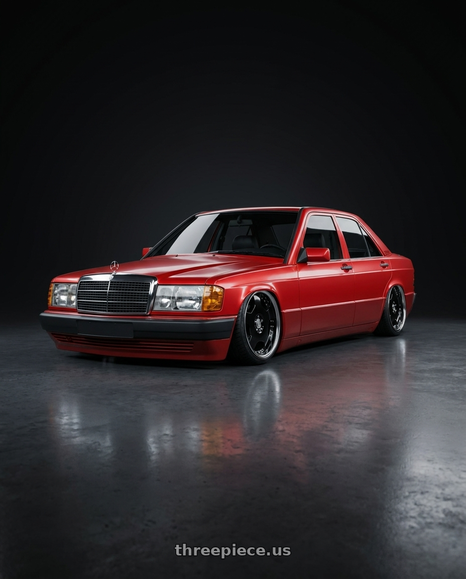 1989 Mercedes-Benz 190E with Work Lanvec Ld1 5x114.3 18x7+0 A Disk Black wheels