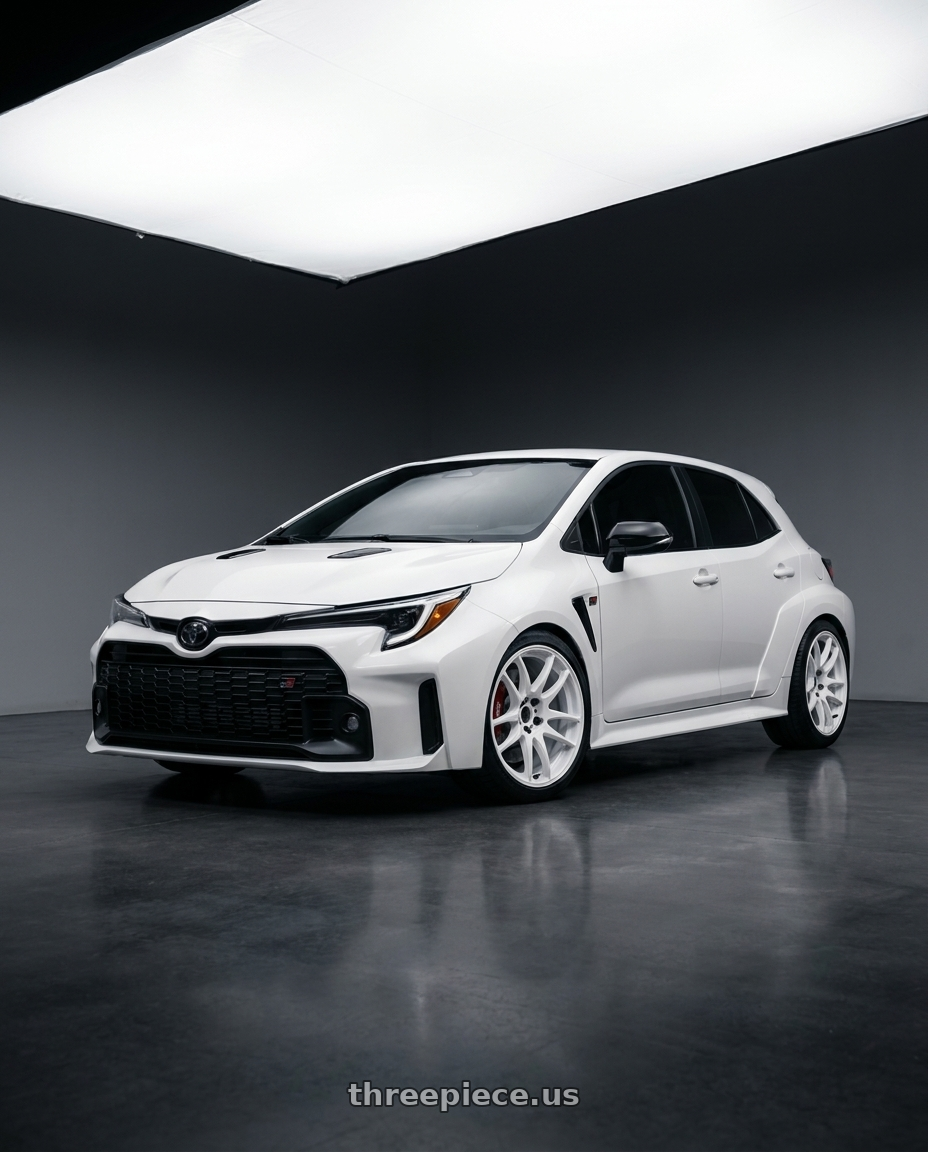 2026 Toyota GR Corolla with Work Emotion Cr Kiwami 5x114.3 18x8.5 +30 White wheels