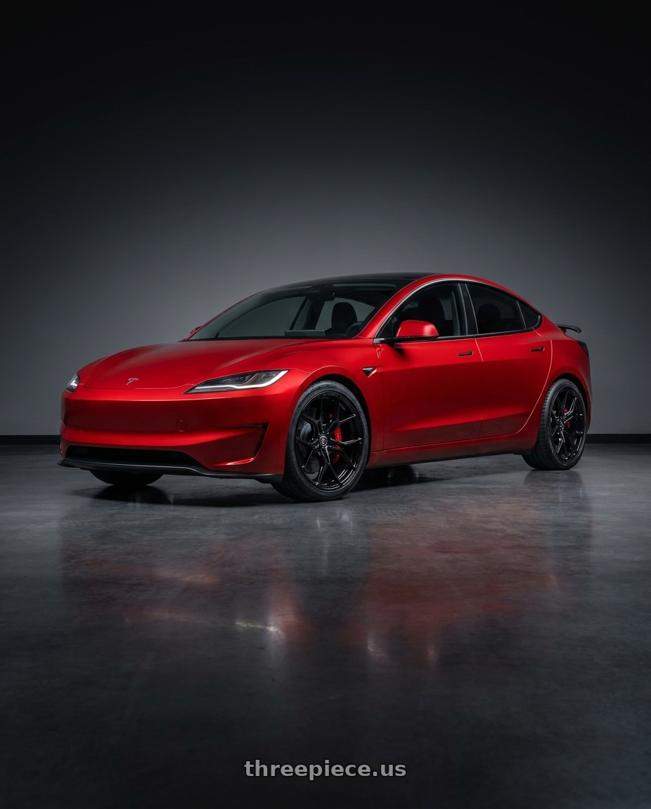2025 Tesla model 3 performance with Rohana RFX19 5x114.3 20x9 +35 Gloss Black wheels