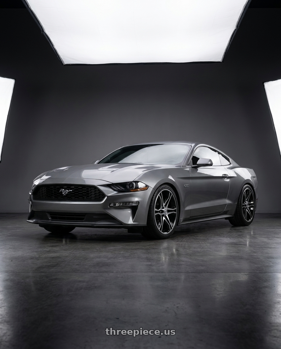 2021 Ford Mustang GT with American Racing AR893 MAINLINE 5x114.3 20x8.5 +35 GLOSS BLACK MACHINED wheels