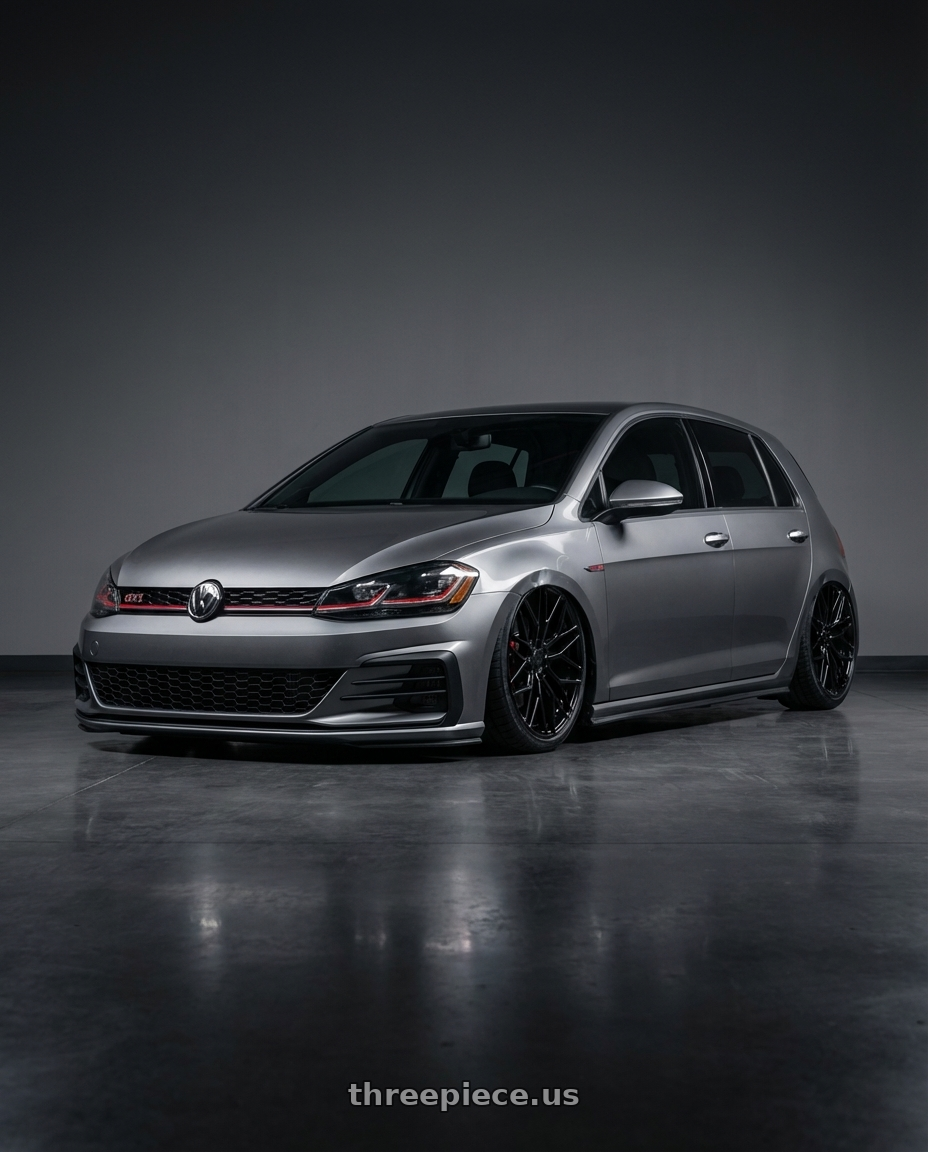 2019 Volkswagen GTI MK7 with Avant Garde Wheels M520R 5X112 19x8.5 +35 Gloss Black wheels