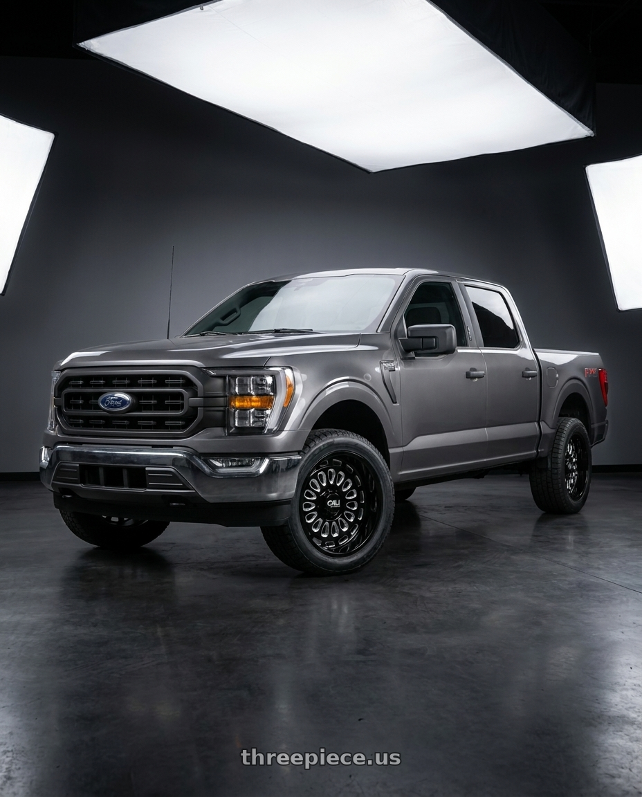 2021 Ford F-150 XL with Cali Off-Road Paradox 9113 6x135 20x9+0 Gloss Black/Milled Spokes wheels