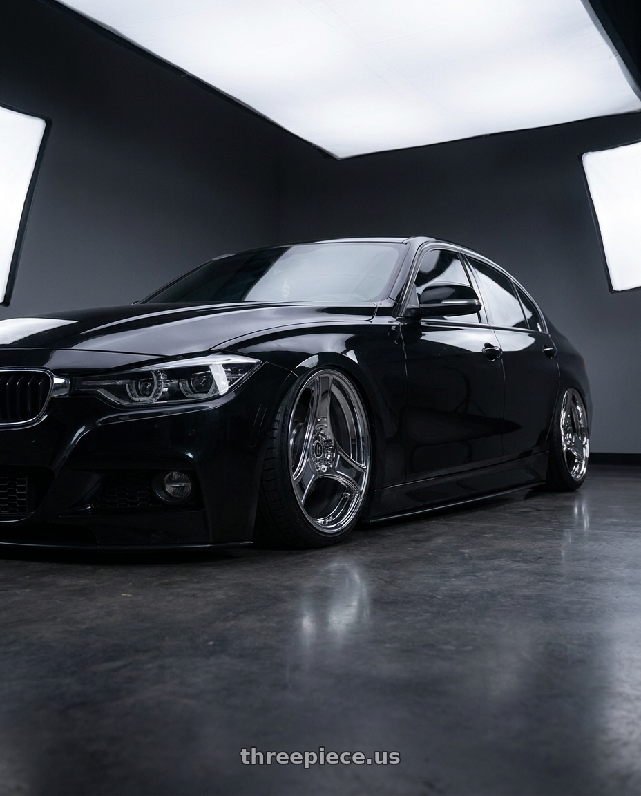 2016 BMW 328i xDrive with HERITAGE WHEEL BUSHIDO MONOC 5x120 18x9.5 +38 CHROME wheels