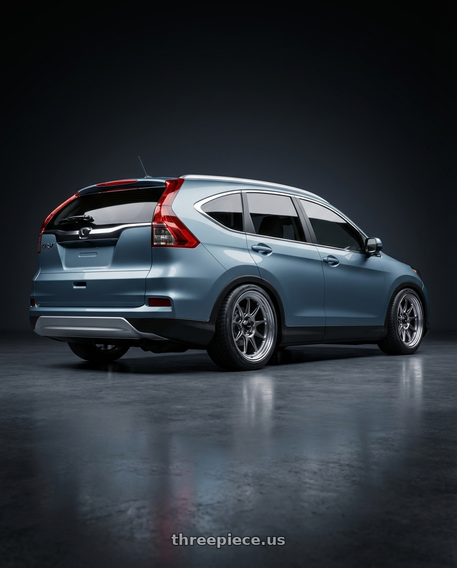 2015 Honda CrV with Konig Countergram 5x114.3 19x9.5+35 Hyper Chrome / Machined Lip wheels rear three quarter view slight stretch tires