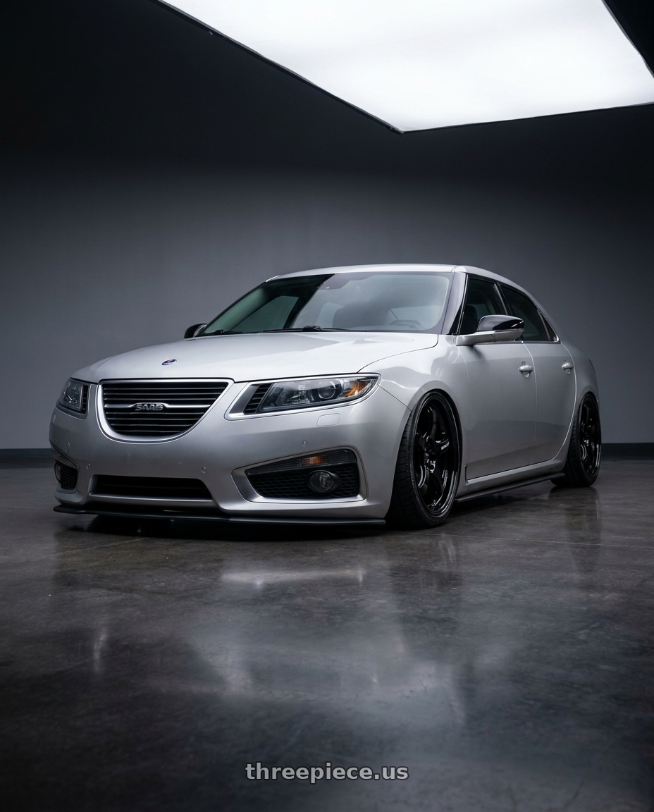 2012 Saab Aero 95 with WedsSport RN-05M 5x114.3 19x10.5+32 Gloss Black wheels