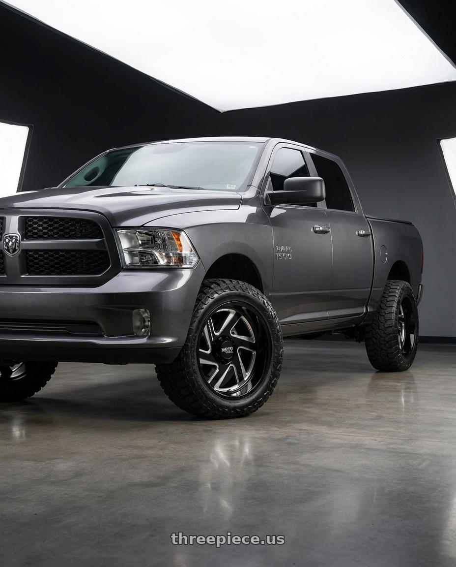 2024 Ram 1500 with Moto Metal MO400 6X139.7 22X14 -76 GLOSS BLACK MILLED wheels