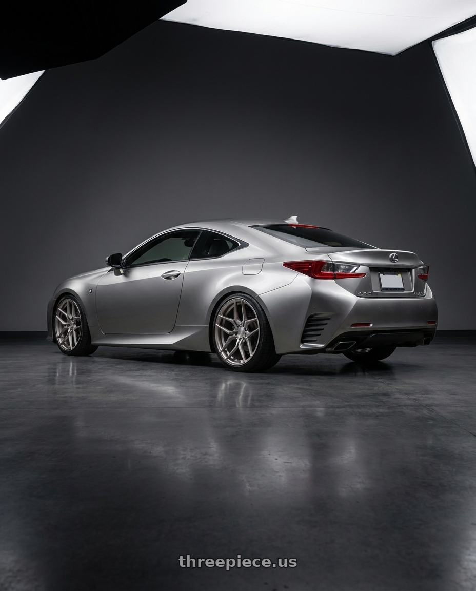 2020 lexus rc300 with Rohana RFX11 5x114.3 19x8.5+35 Brushed Titanium wheels rear three quarter view slight stretch tires