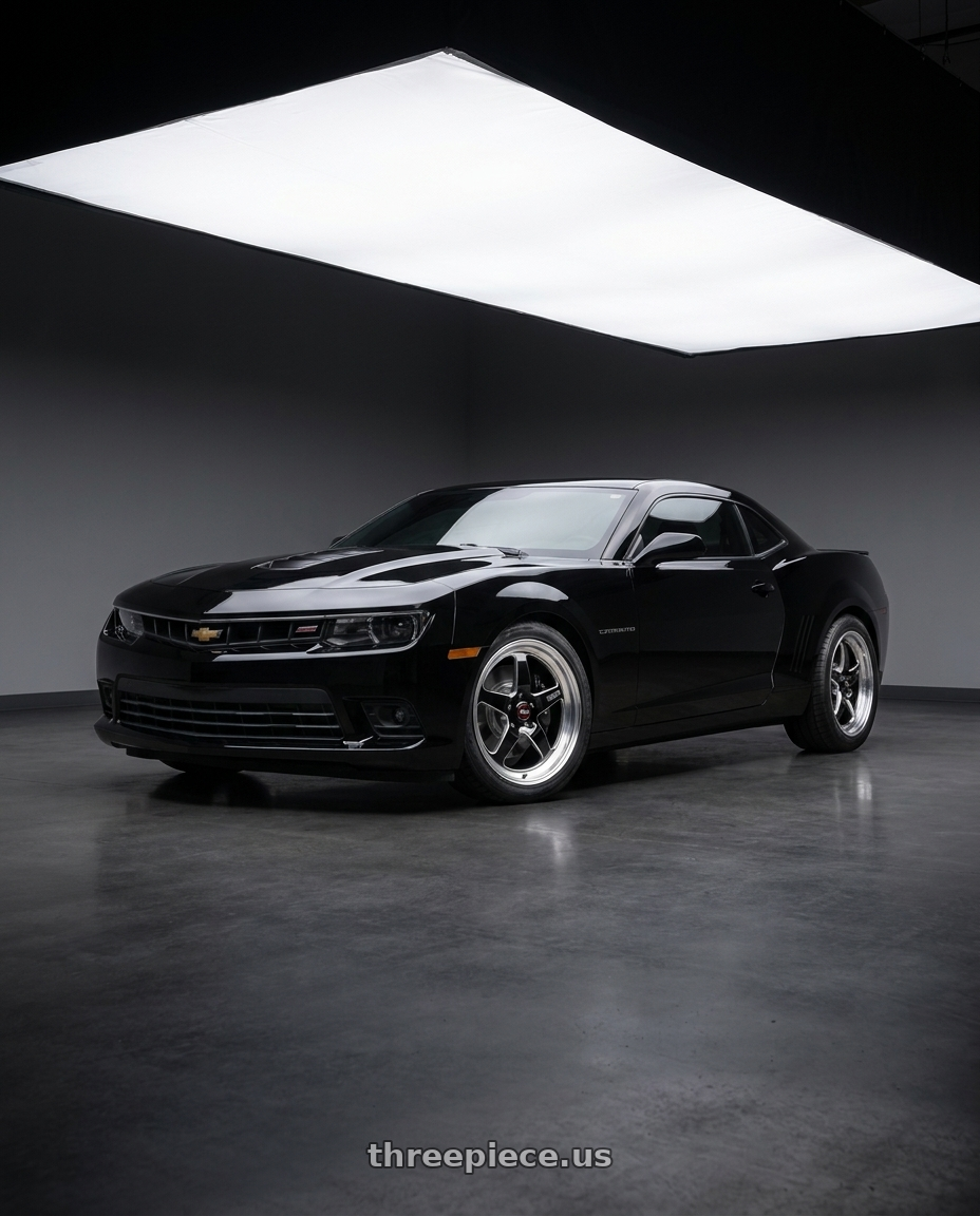 2015 Chevrolet Camaro SS Coupe with WELD Performance Ventura 5x120 20x9 +29 Gloss Black/Milled Diamond Cut Lip wheels