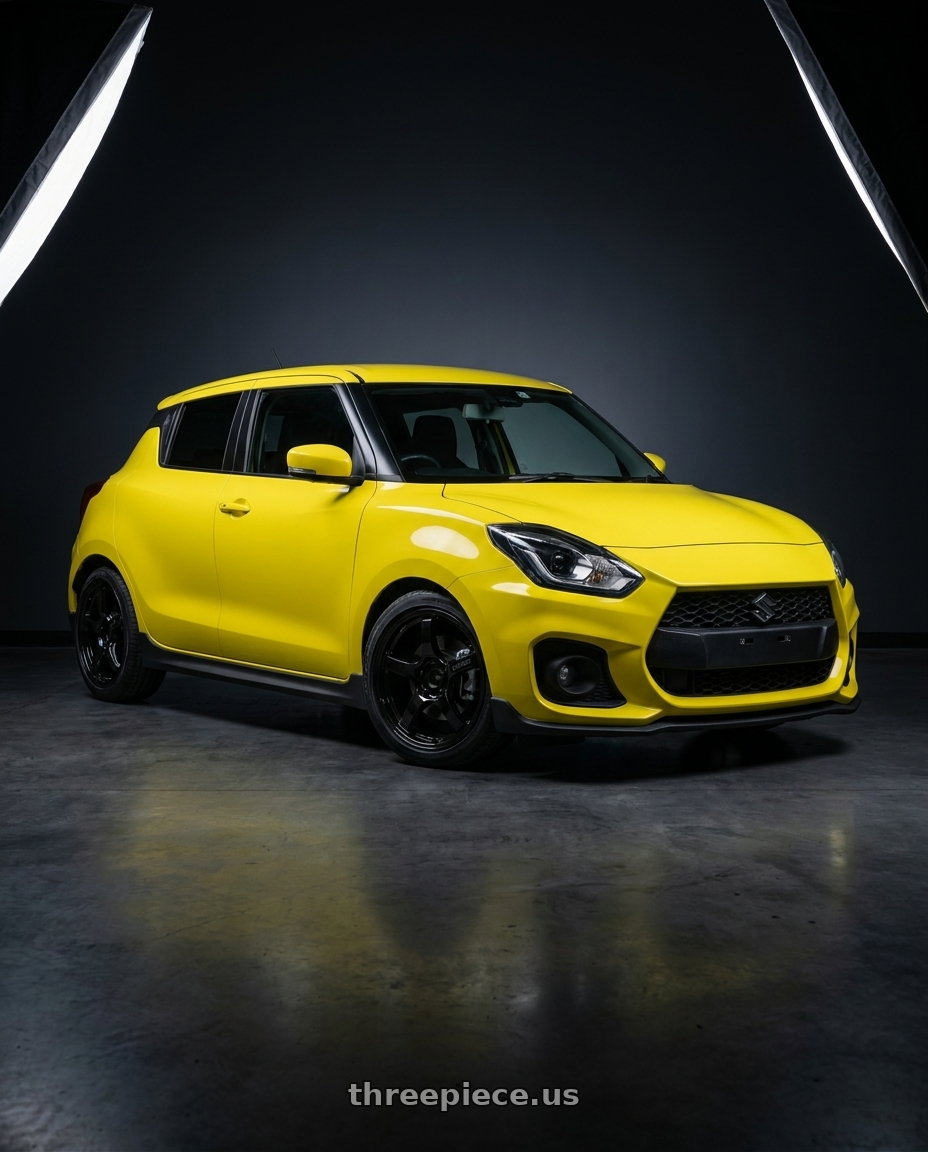 2018 Suzuki Swift Spot with Gram Lights 57CR 5x114.3 18x8.5+37 Glossy Black wheels