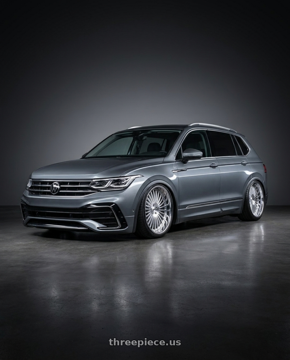 2022 Volkswagen Tiguan elegance Dolphin Grey Metallic  with Amani R.E.A.L. 5x112/5x120 22x9 +32 Brush Center Chrome Lip wheels