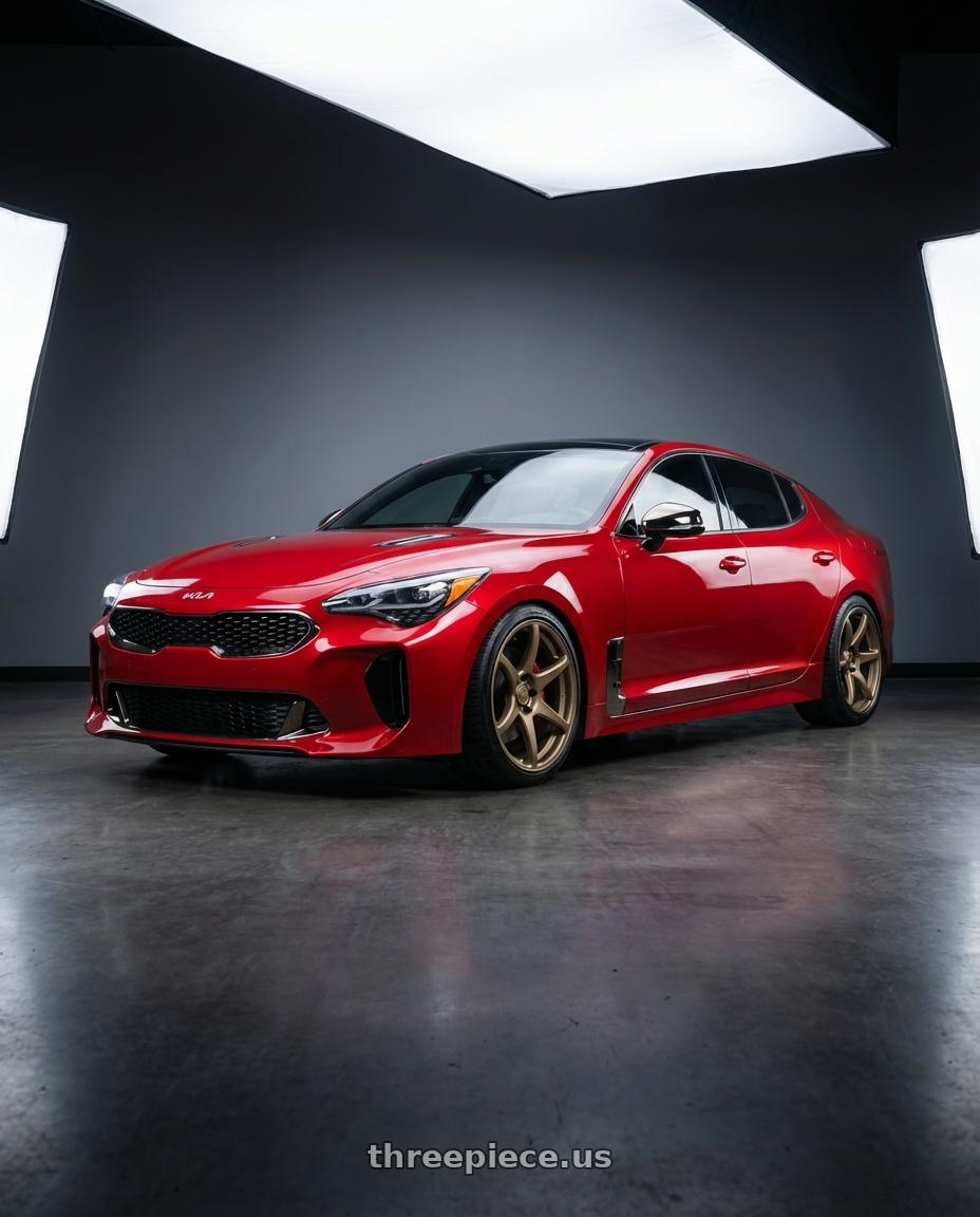 2022 Kia Stinger GT with Kansei K11B Tandem 5x114.3 19x9.5 22 Bronze wheels