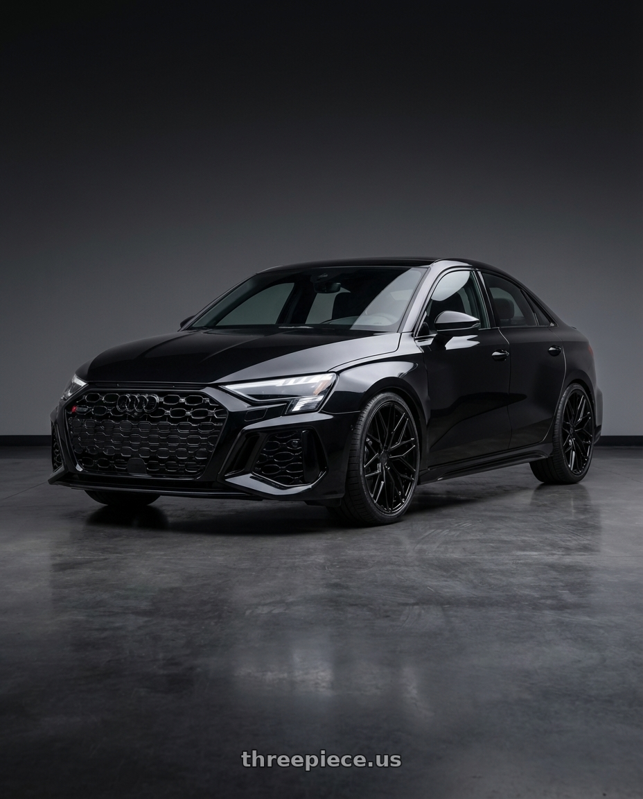 2022 Audi RS3 8Y with Avant Garde Wheels M520R 5X112 19x8.5 +35 Gloss Black wheels