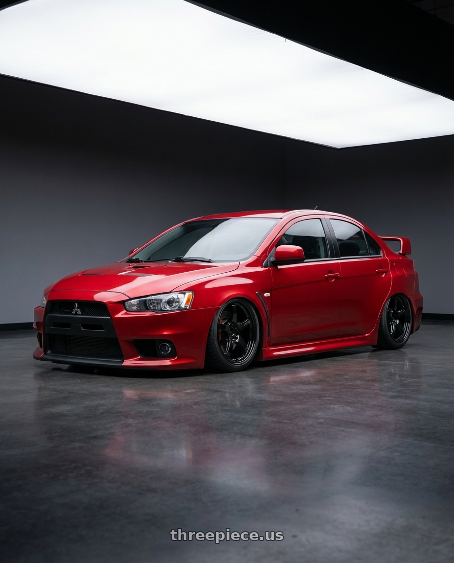 2012 Mitsubishi Lancer Evo X with Gram Lights 57CR 5x114.3 18x8.5+37 Glossy Black wheels