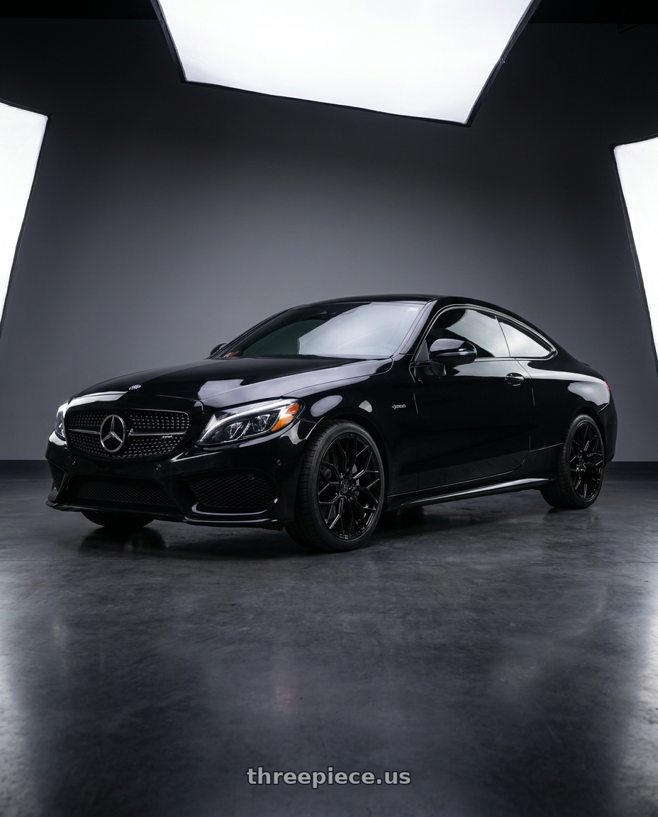 2018 Mercedes c43 with DOLCE PERFORMANCE PISTA 5x112 18x8.5 +35 Gloss Black wheels