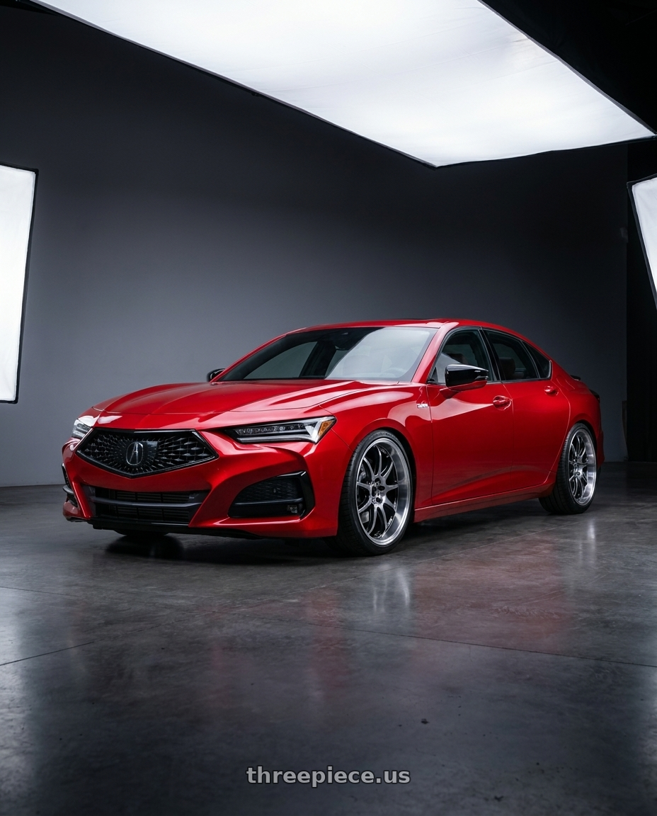 2021 Acura tlx with Work Emotion D9r 5x100 19x9.5 +38 Gt Silver Rim Cut wheels
