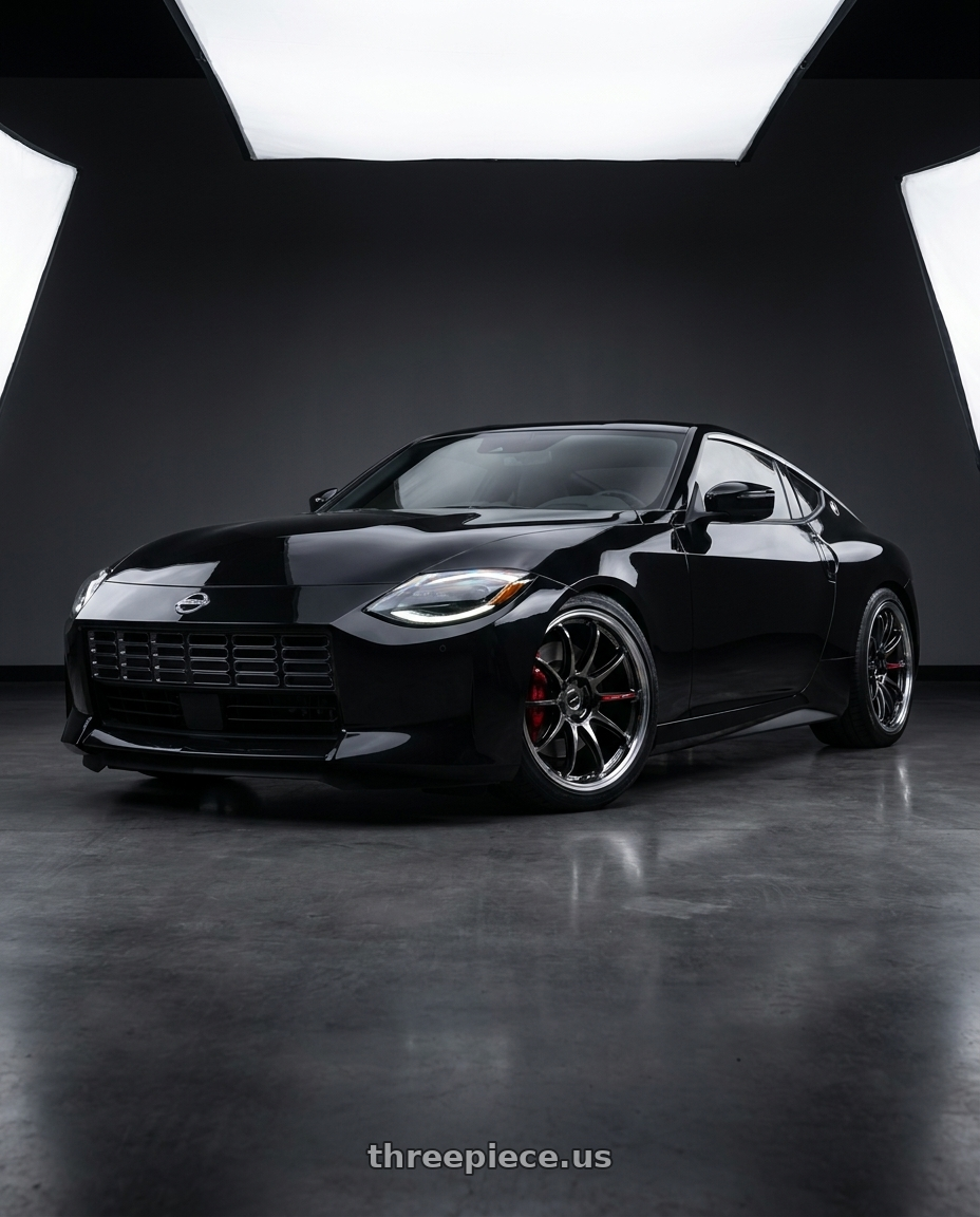 2023 nissan z with Work Emotion Zr10 5x114.3 19x9.5 +23 Glim Black Diamond Rim cut wheels