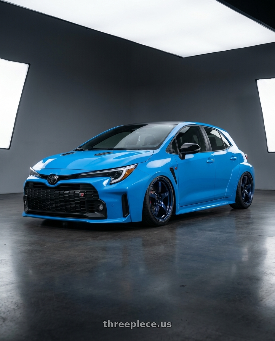 2024 Toyota GR Corolla with Gram Lights 57CR 5x114.3 18x9.5+12 Eternal Blue Pearl wheels