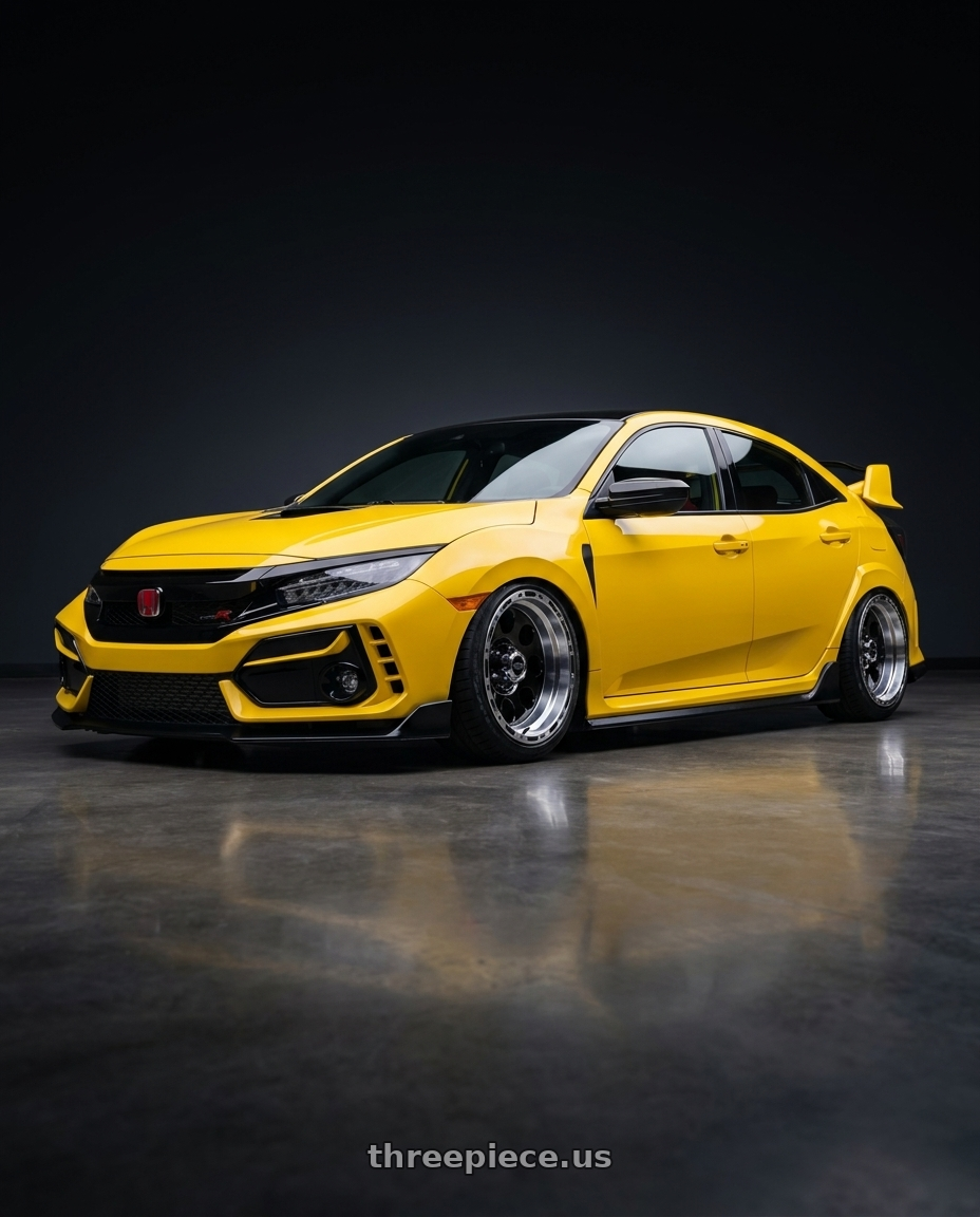 2021 Honda civic type r limited edition with Scale 4X4 S52 6x139.7 15x10 -46 Glossy Black w/Machined Face wheels