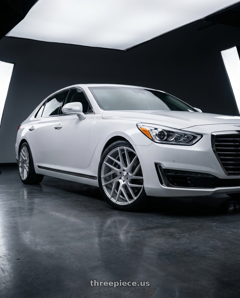 2018 genesis g90 ultimate with Status JUGGERNAUT 5X114.3 20X9 +30 SILVER W/ BRUSHED MACHINED FACE wheels