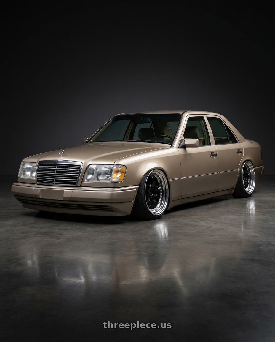 1995 Mercedes E300D Tan with Work Meister S1 3P 5x100 18x9+35 A Disk Black wheels