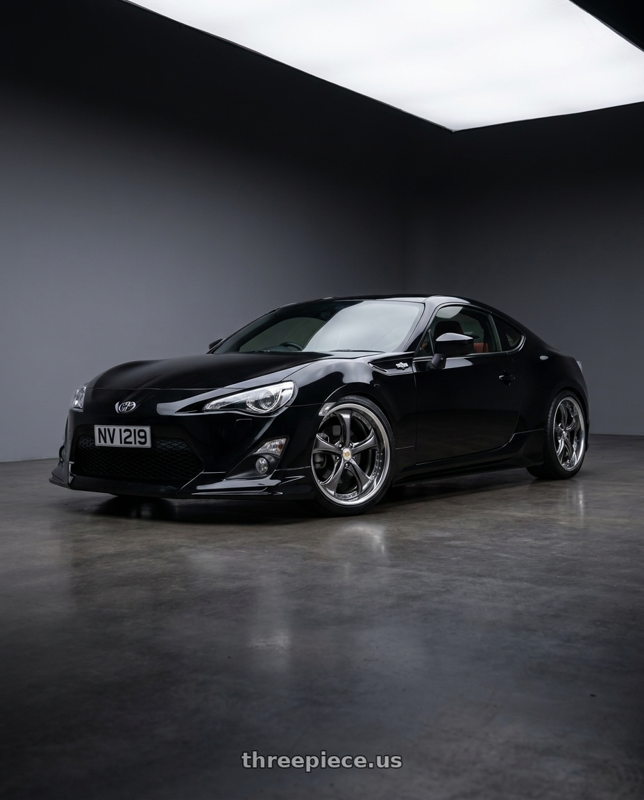 2014 toyota gt86 with Work Wheels VS-KF 5X114.3 19x9.5+47 Brilliant Silver Black A Disk FULL REVERSE wheels