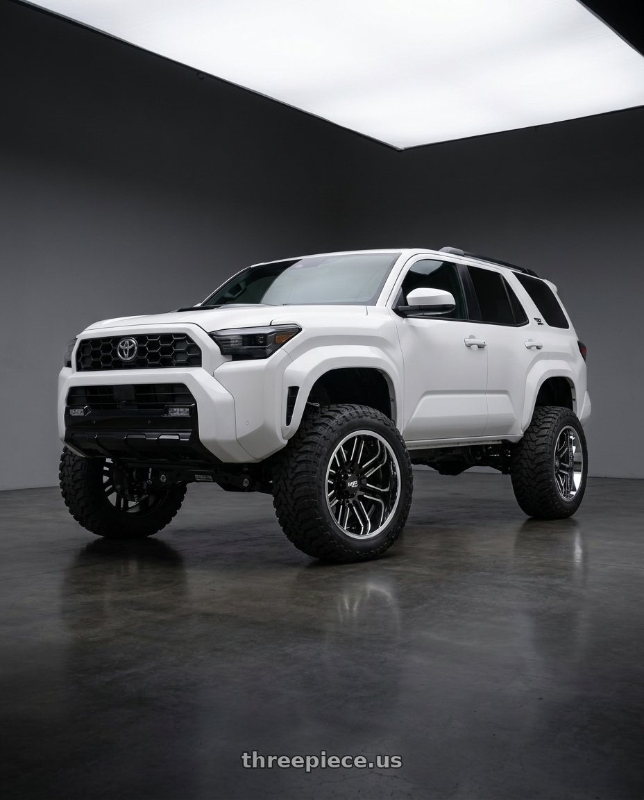 2022 Toyota 4Runner with Moto Metal MO202 6X139.7 20X12 -44 GLOSS BLACK MACHINED CENTER CHROME LIP wheels