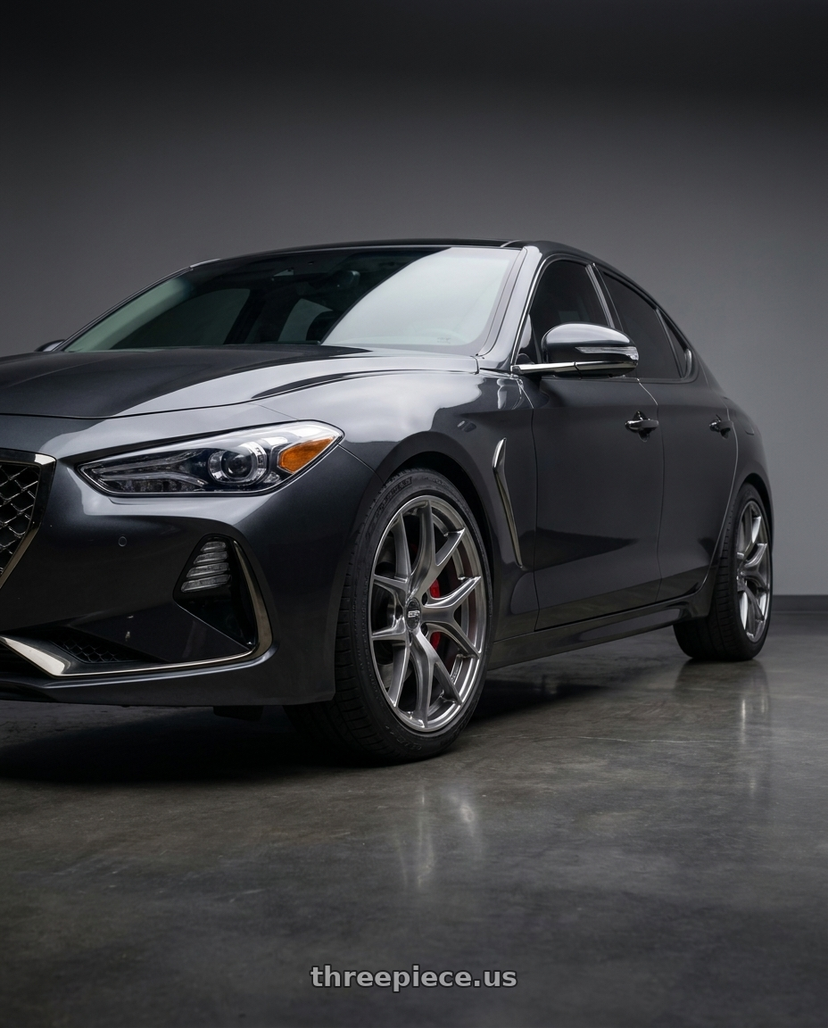 2019 Genesis G70 with ESR Wheels FORGETECH SERIES RF2 5x105 18x9 +30 Hyper Black wheels