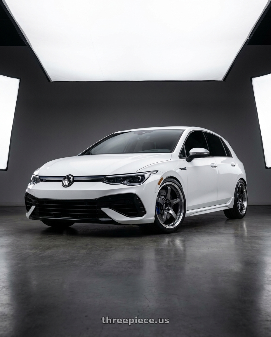2024 volkswagon golf 8R Variant white with Advan Racing GT BEYOND 5x112 19x8.5 +45 MACHINING & HYPER PLATINUM BLACK wheels
