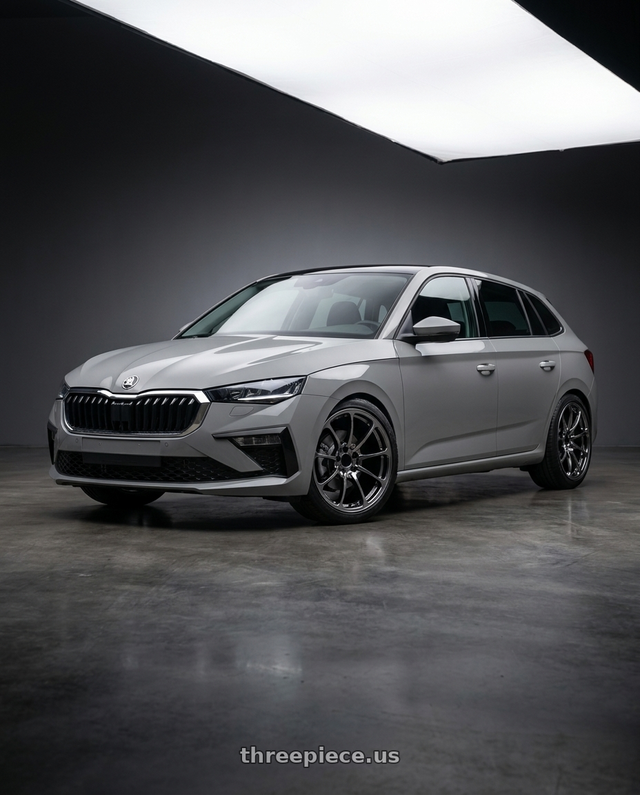 2025 skoda scala with Volk Racing NE24 5x100 18x8.0+45 Shining Black Metal wheels