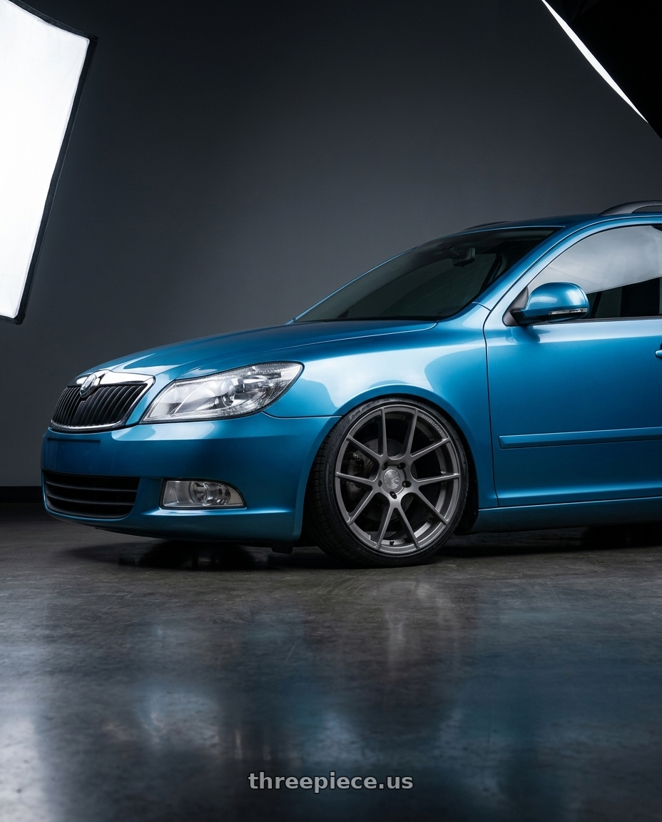 2012 Skoda Octavia Combi 12 Tsiaqua Blue Metallic with Avant Garde Wheels M510 5X130 19x11 +52 Dolphin Grey wheels