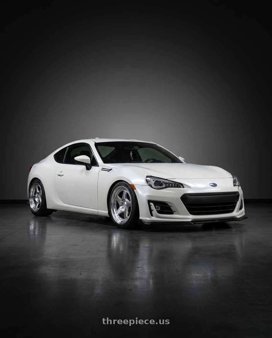2017 Subaru BRZ Crystal Pearl with Aodhan AH01 5x100 18x9.5+35 Silver w/Machined Face wheels